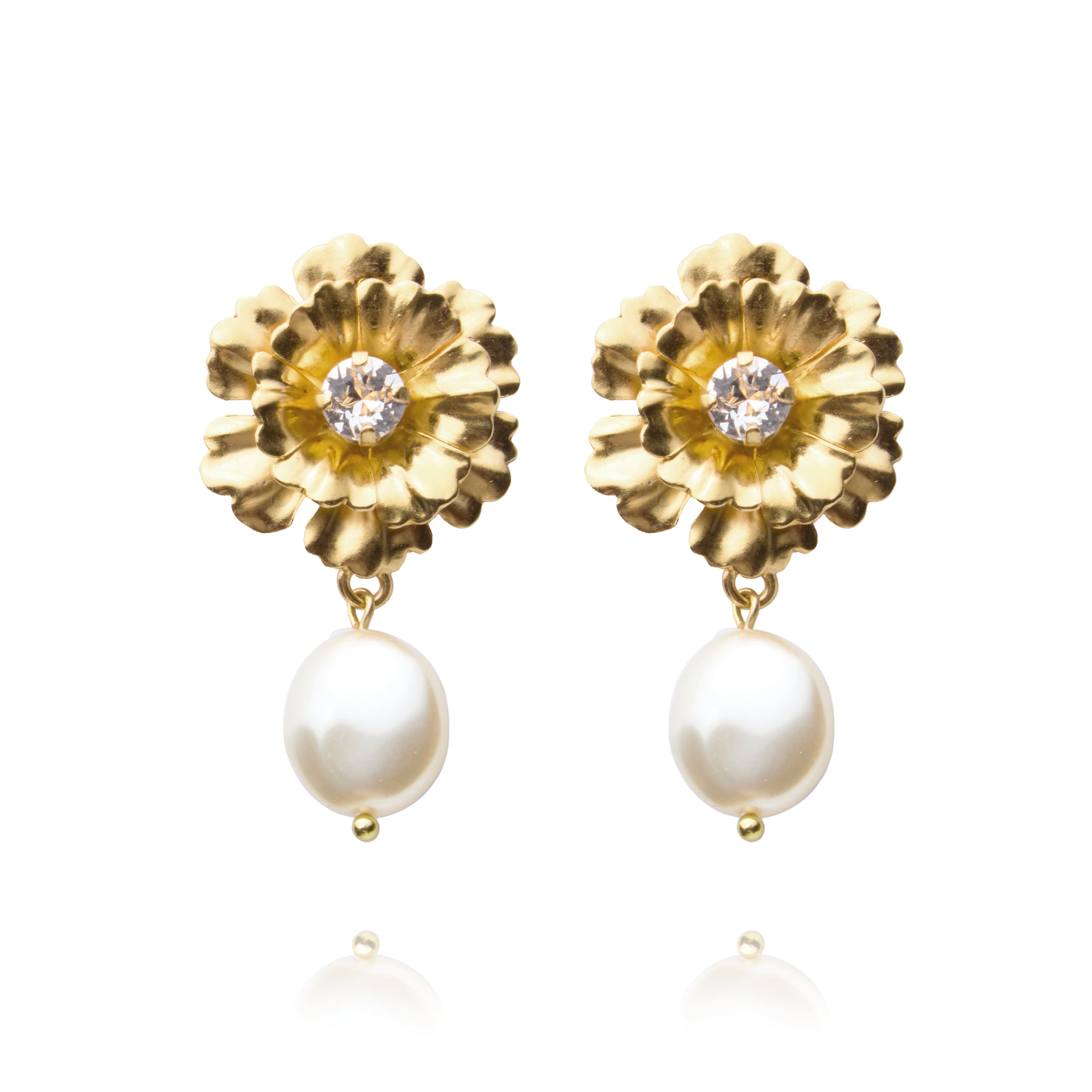 BLOSSOM PEARL EARRINGS / CRYSTAL
