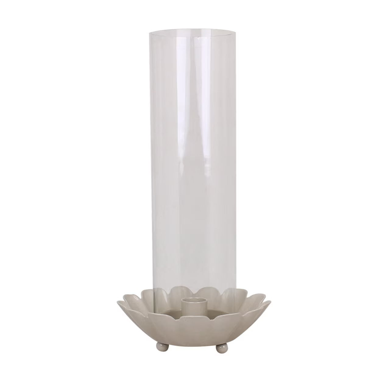 Ljusstake med glascylinder beige