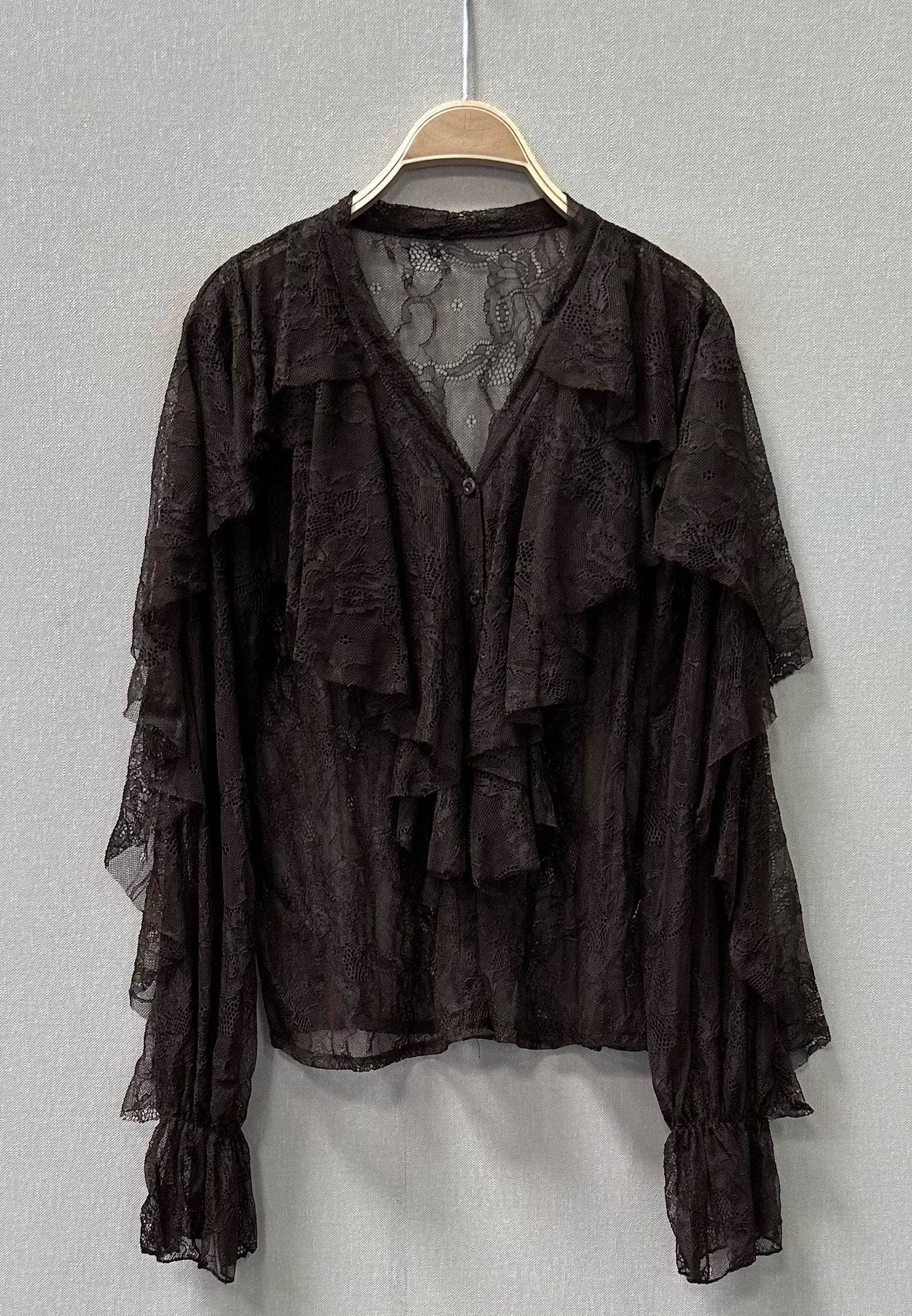 SPETSBLOUSE: Espresso brun