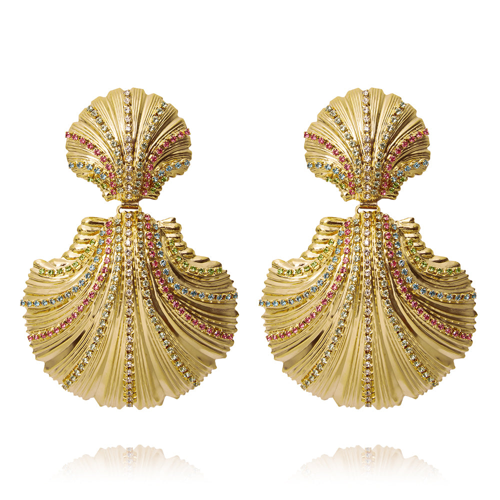 MIRELLA GRANDE EARRINGS GOLD RAINBOW COMBO