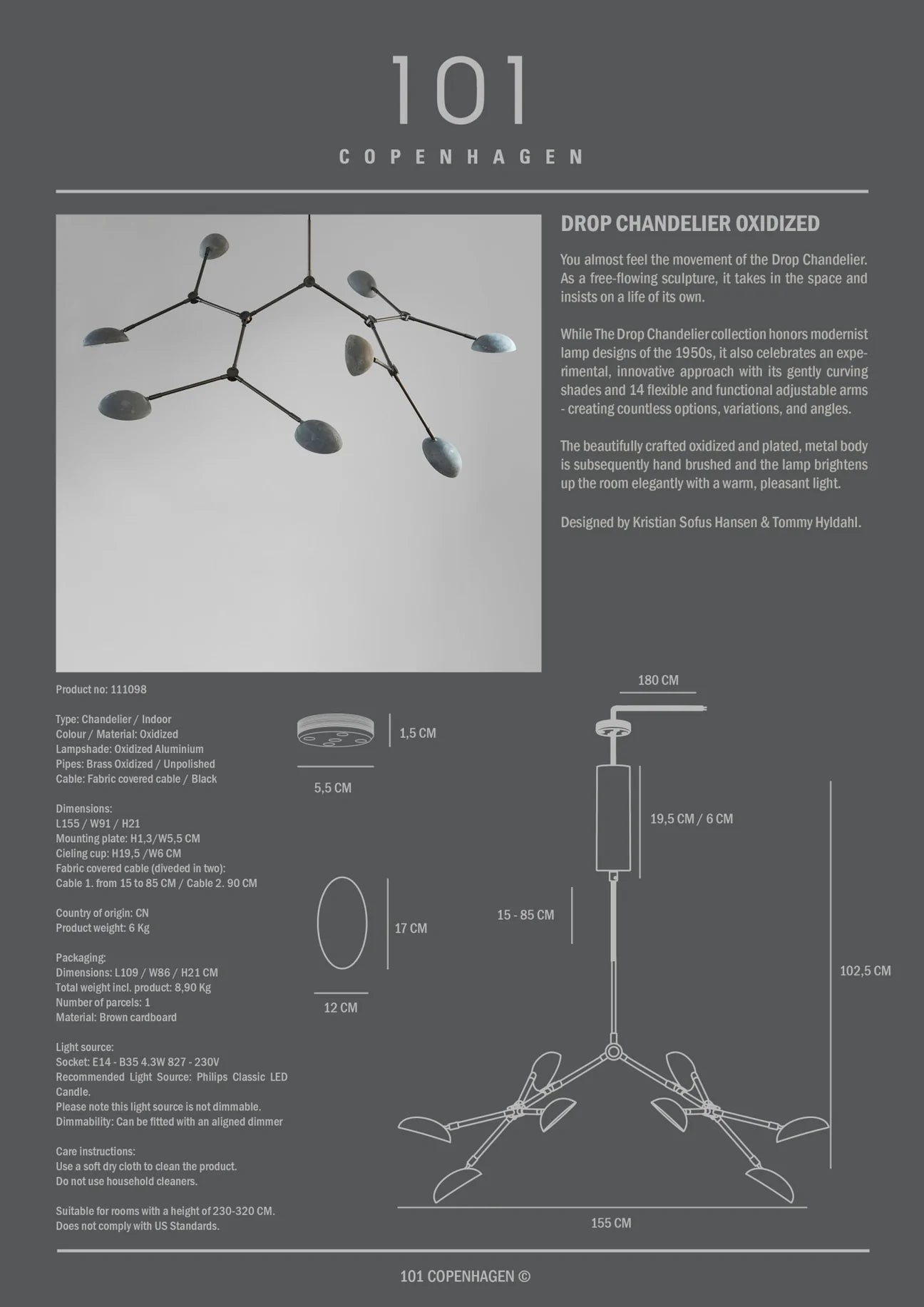 Drop Chandelier - Oxidized (beställningsvara)