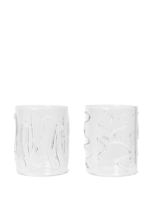 Doodle Glasses - Set of 2 - Tall - Clear