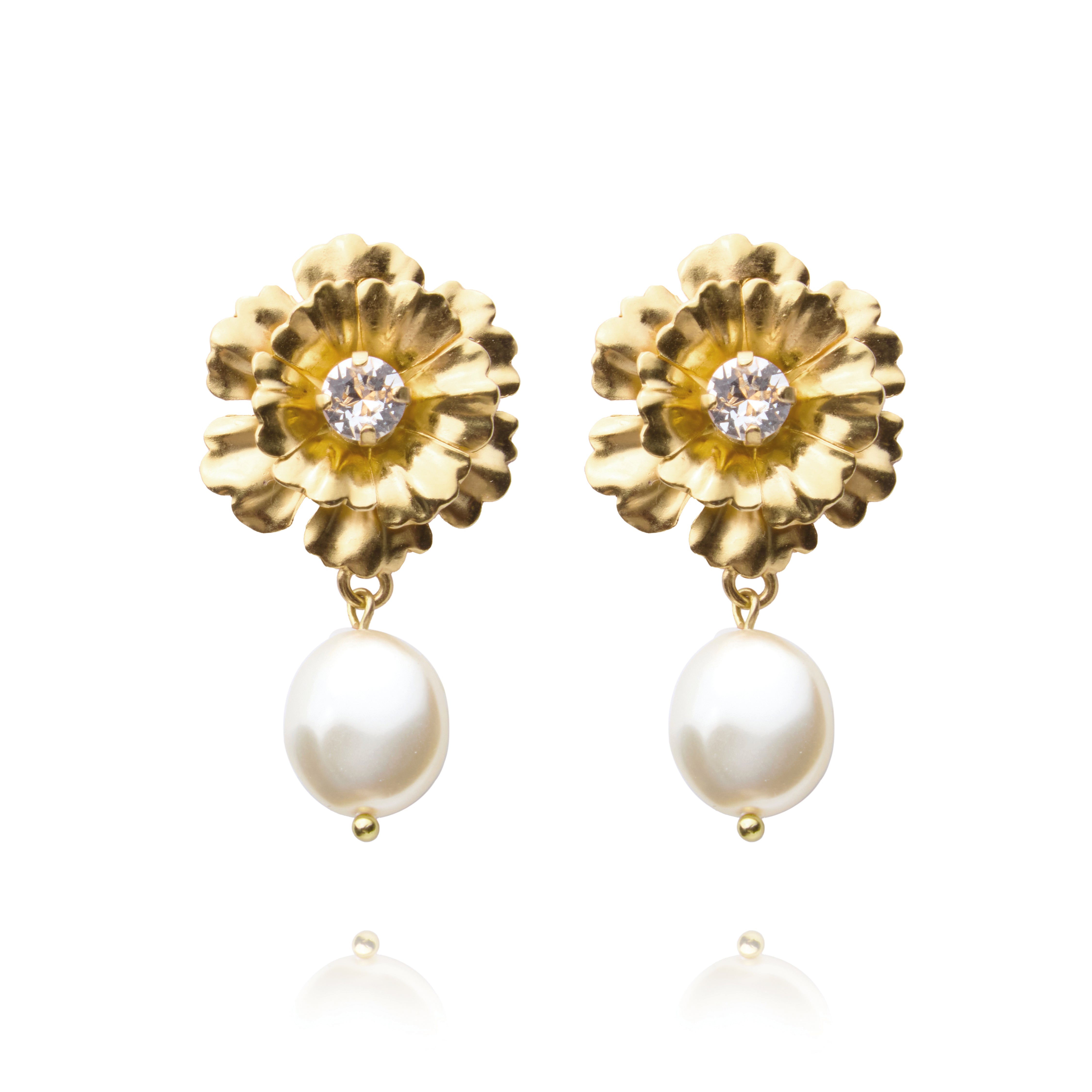 BLOSSOM PEARL EARRINGS / CRYSTAL
