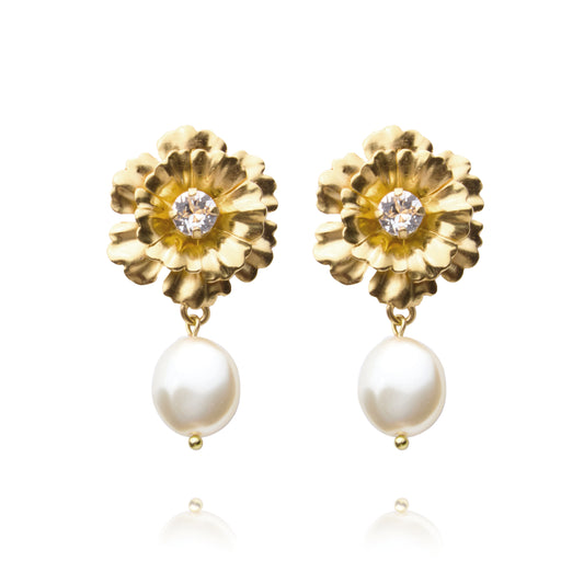 BLOSSOM PEARL EARRINGS / CRYSTAL