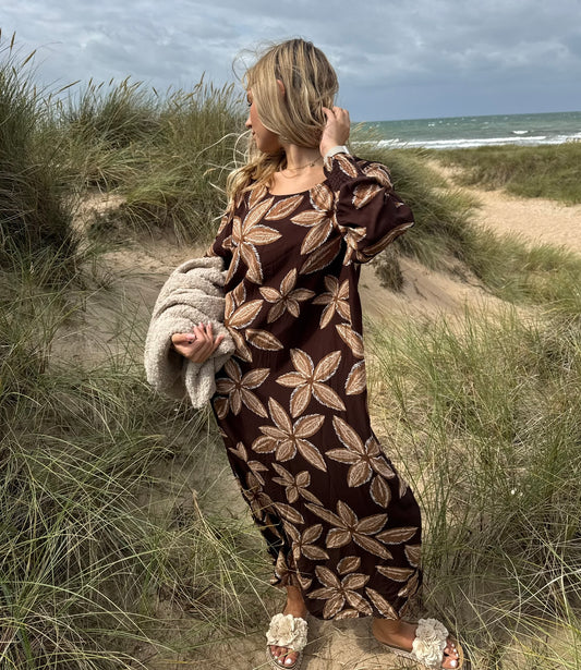 Dreamy fall Flower dress Tobacco