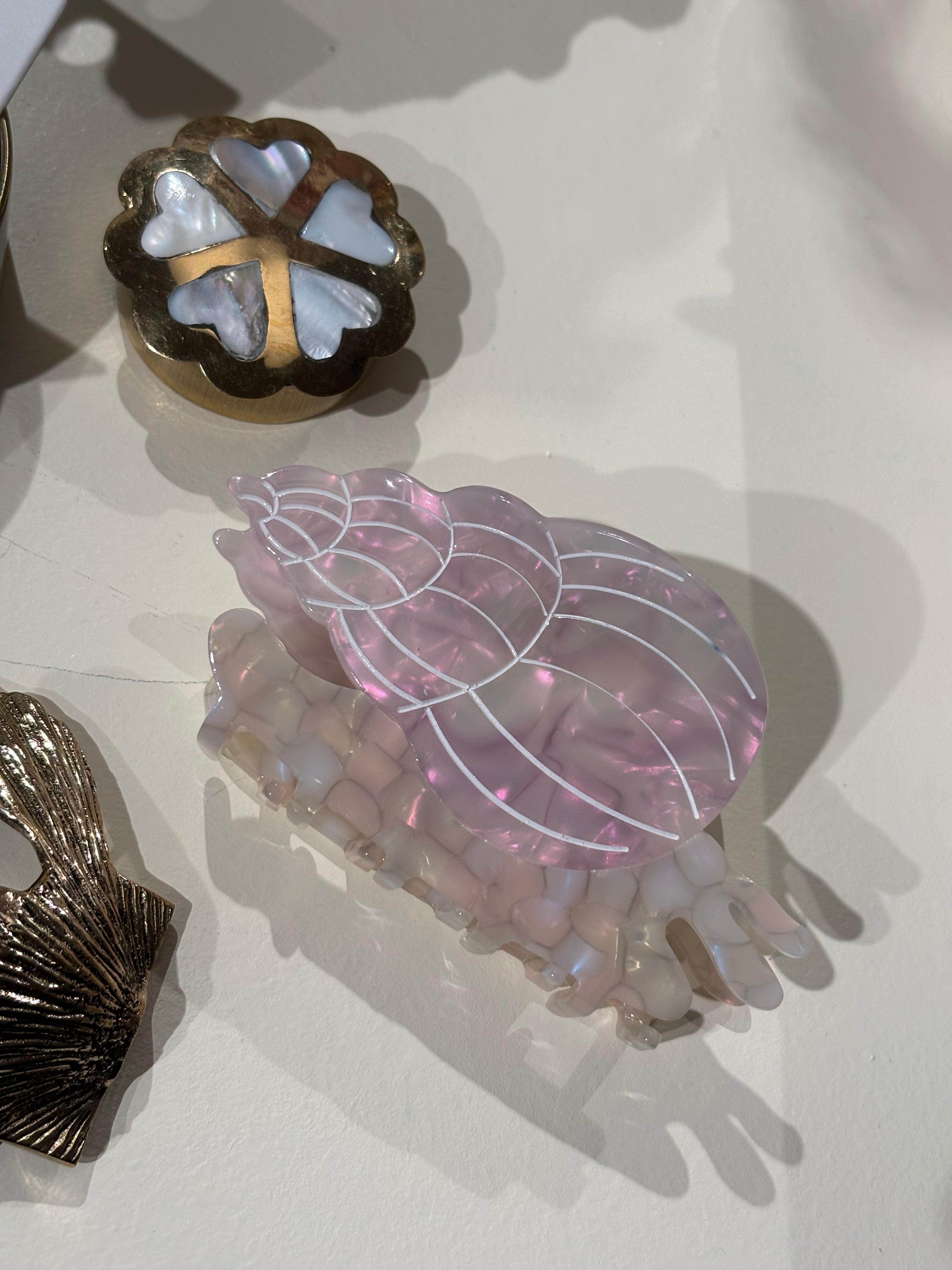Spiralformad snäckformad hårklämma Pearl pink