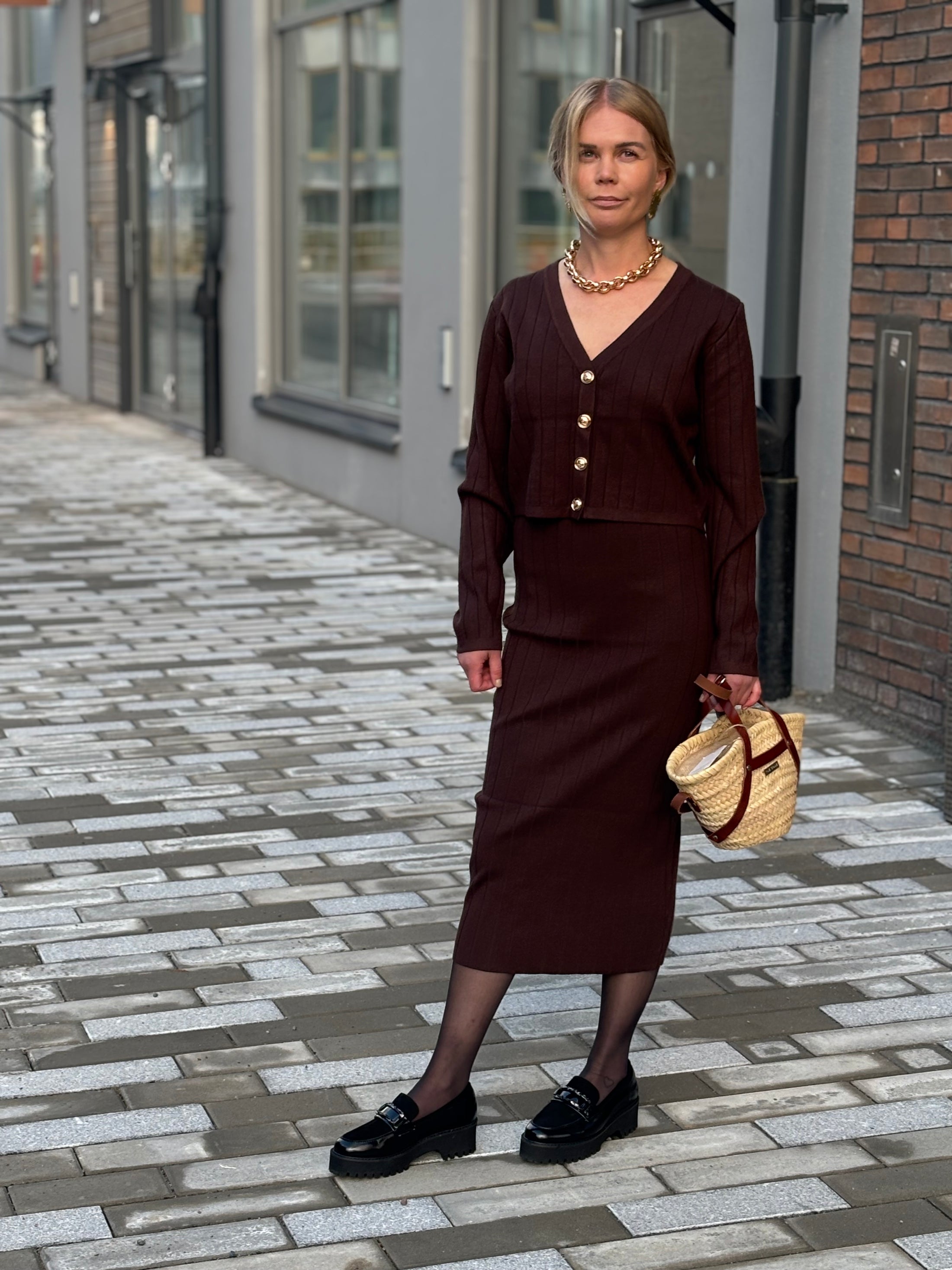 Anna set Cardigan + Dress  chokolate