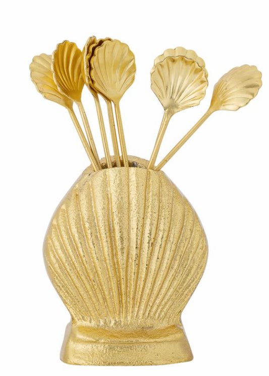 Loreta Jar w. Cocktail Forks, Gold, Aluminum