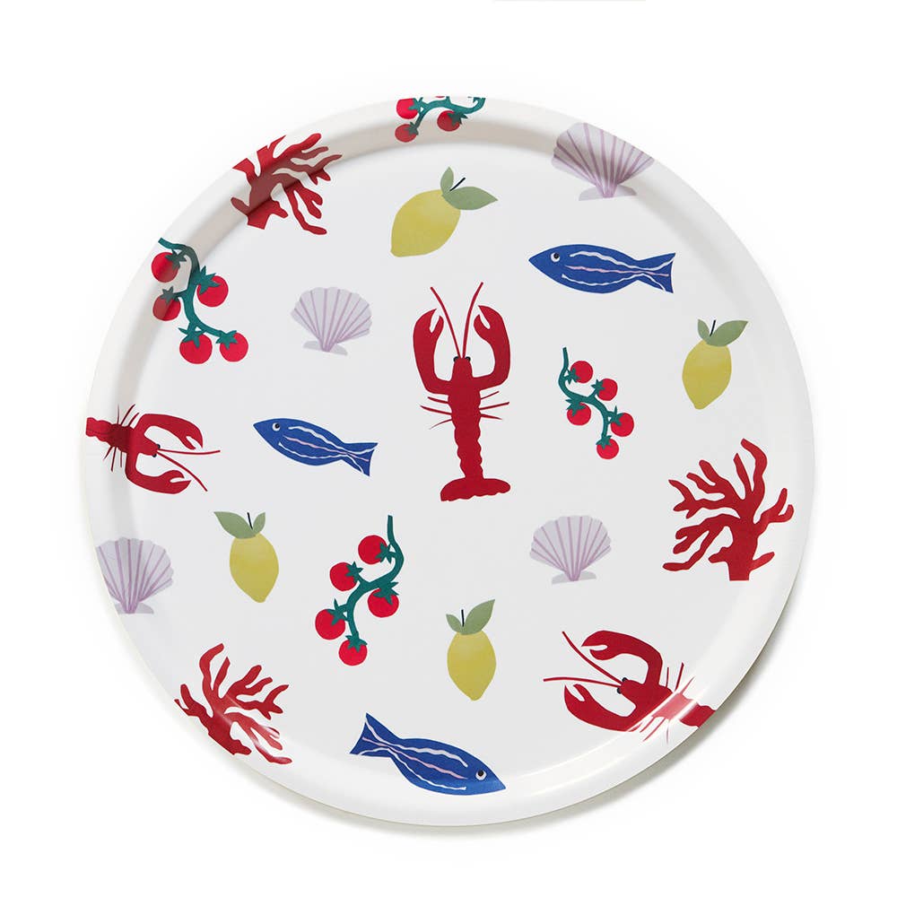"Seaside Lunch" Rund Serveringsbricka - 38 cm