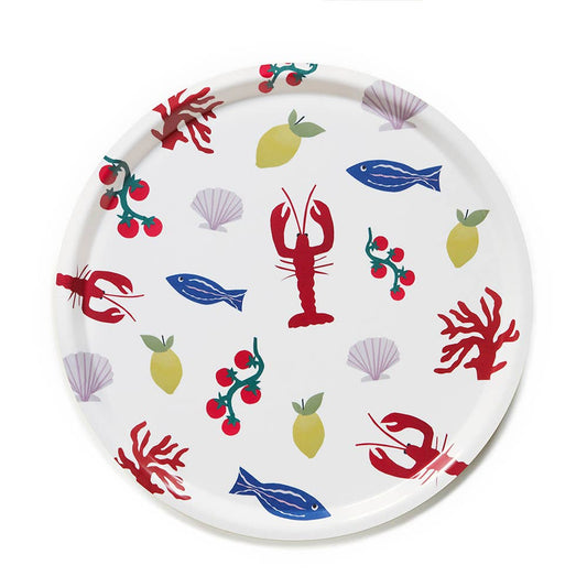 "Seaside Lunch" Rund Serveringsbricka - 38 cm