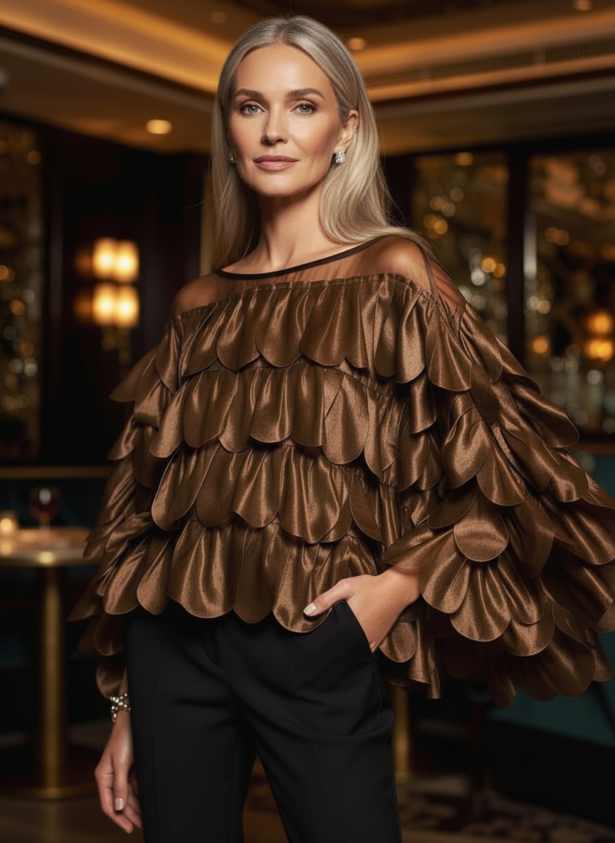 Mochy petal blouse Brun