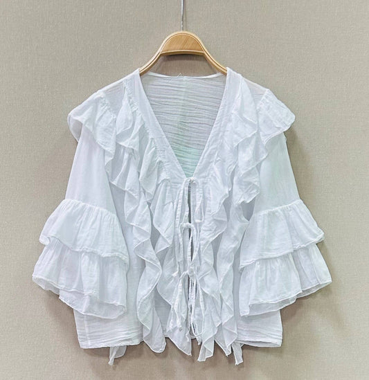Chloe frill blouse vit