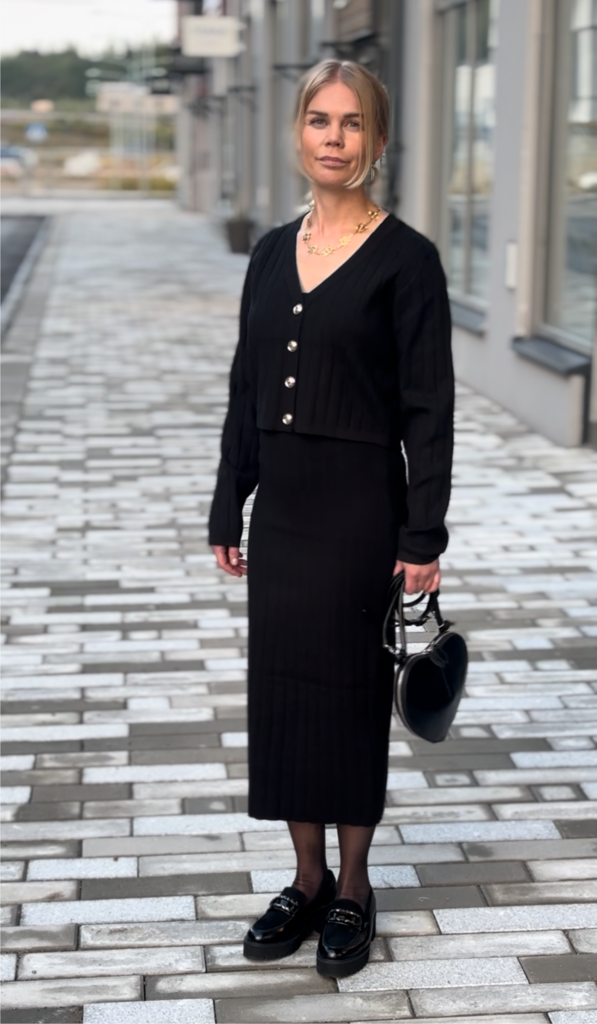 Anna set Cardigan + Dress Svart