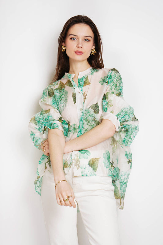 Felicia Skjorta i tencel Water green