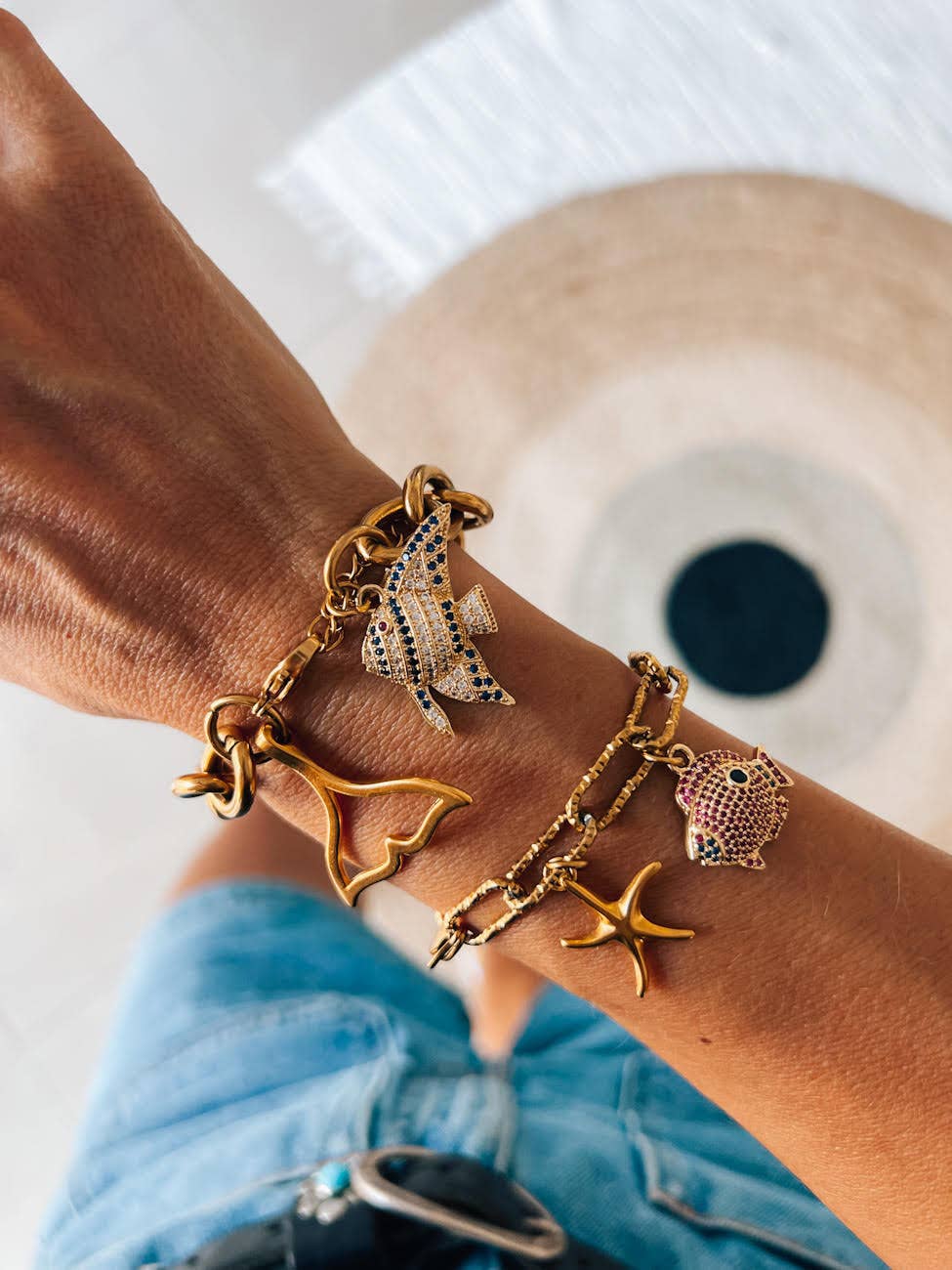 Stålkedja fiskarmband: Liten fisk och sjöstjärna