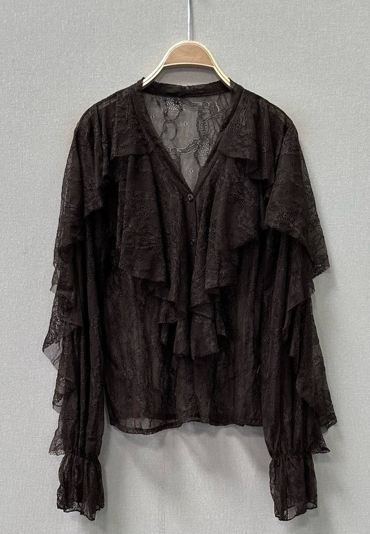 SPETSBLOUSE: Espresso brun
