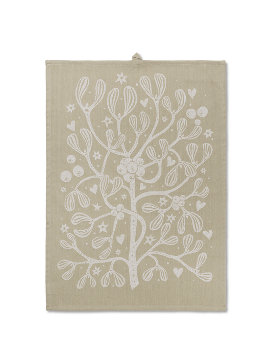 Mistletoe Tea Towel - Sand