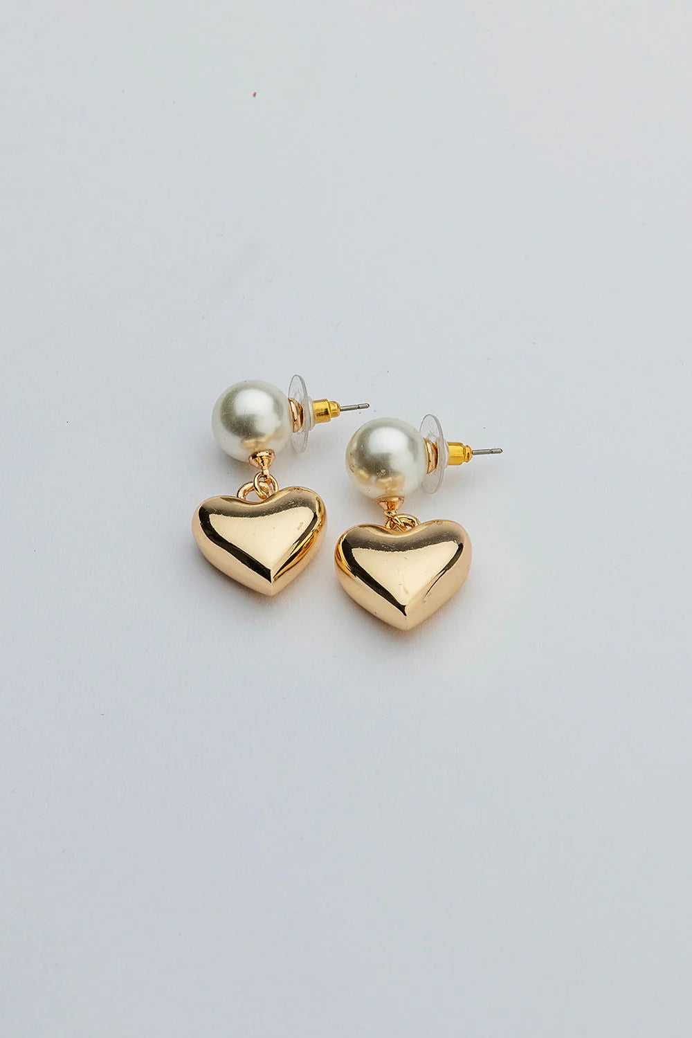 PEARL EARRINGS GOLD HEART