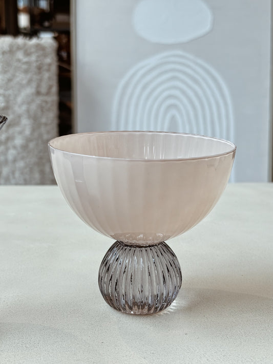 Glass creme smoke round cup 2 st