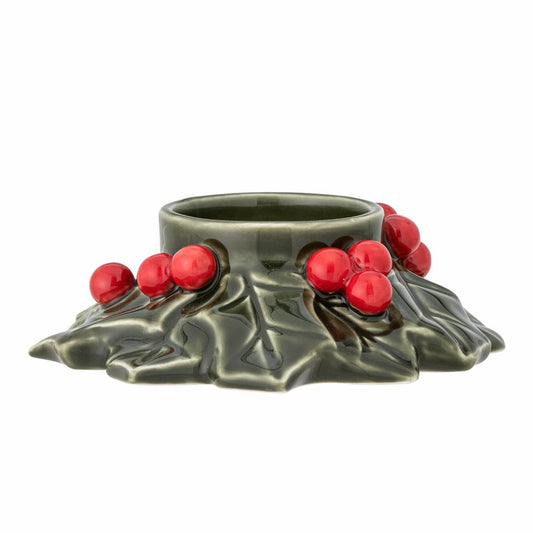 Valentin Candle Holder, Green, Stoneware