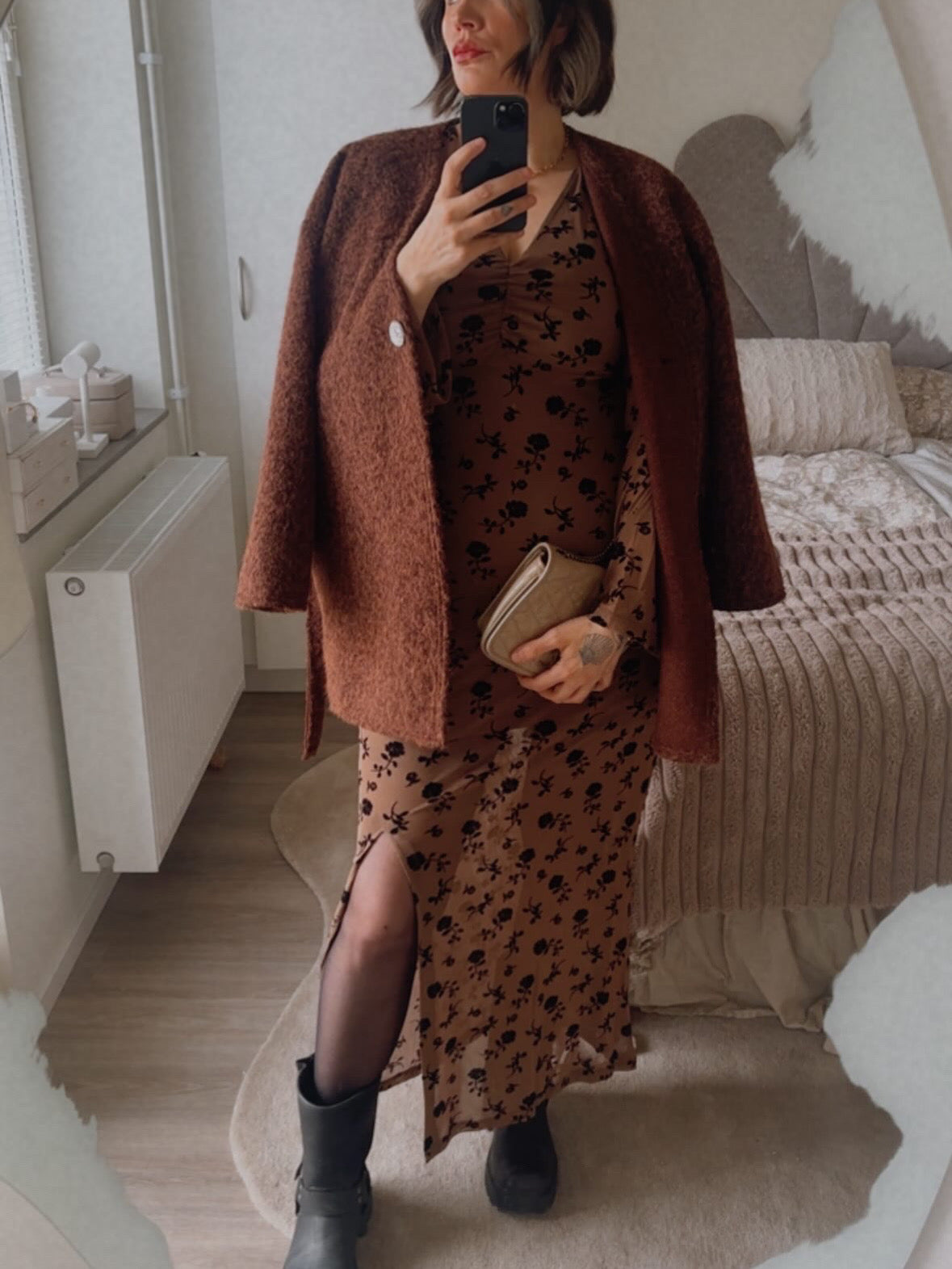 MKofta med bälte brun