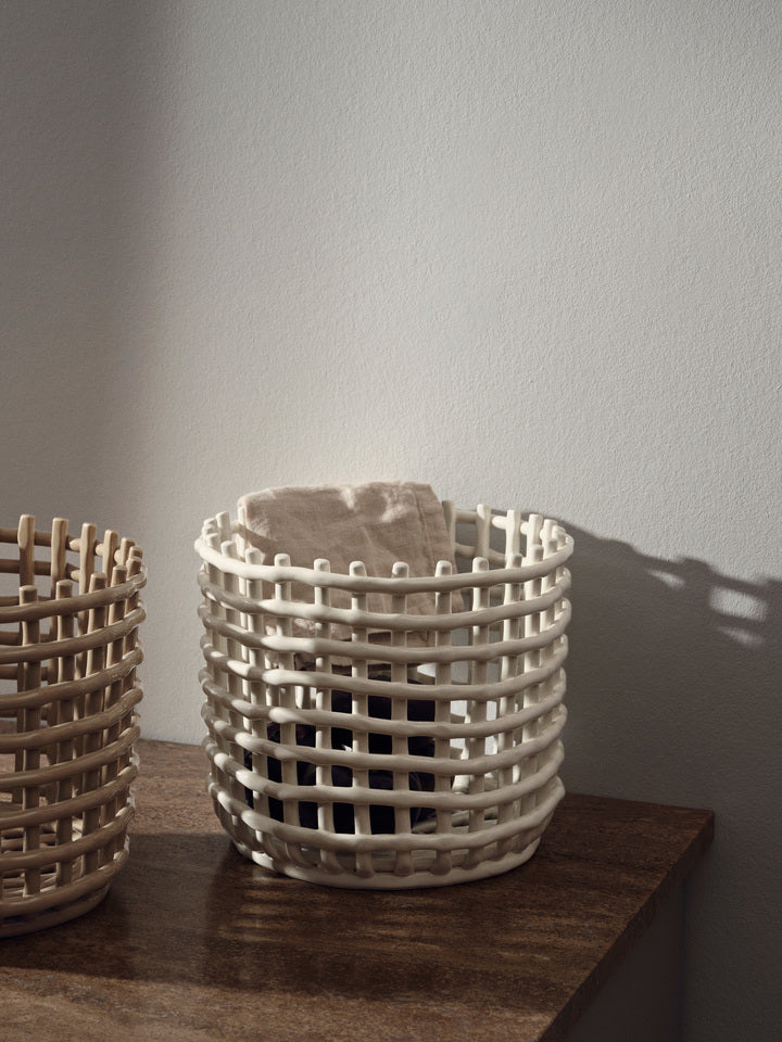 Ceramic Basket - Large - Off-white