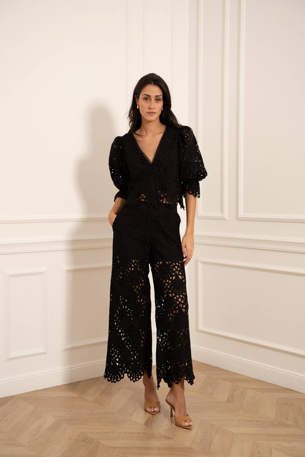 Guipure spetsbyxor Svart