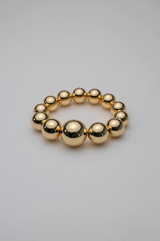 BIG BEAD BRACELET ELASTIC GOLD