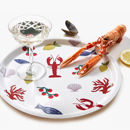 'Seaside Lunch' Rund Serveringsbricka - 31 cm