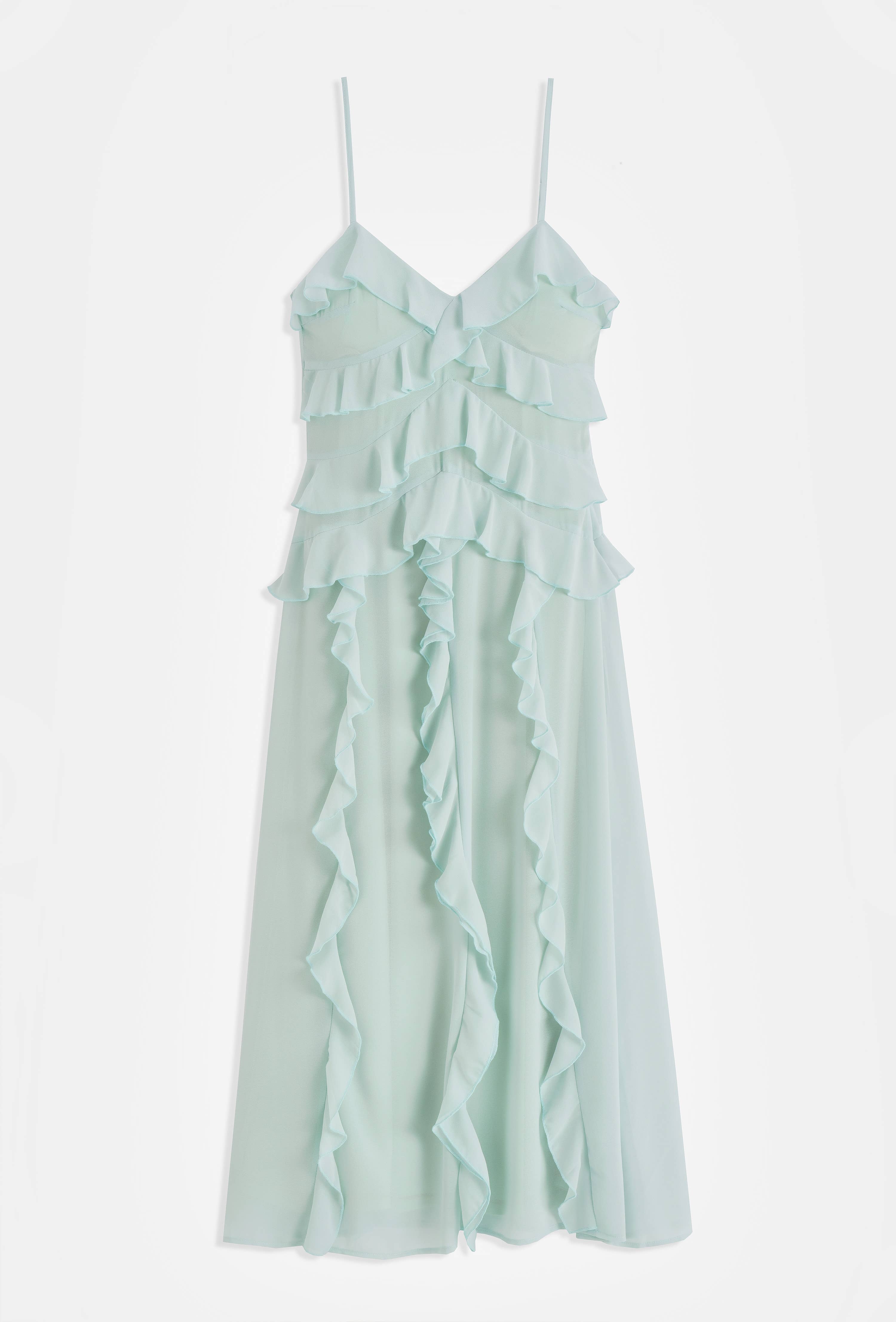 Kim KLÄNNING MED VOLANGER GRÖN