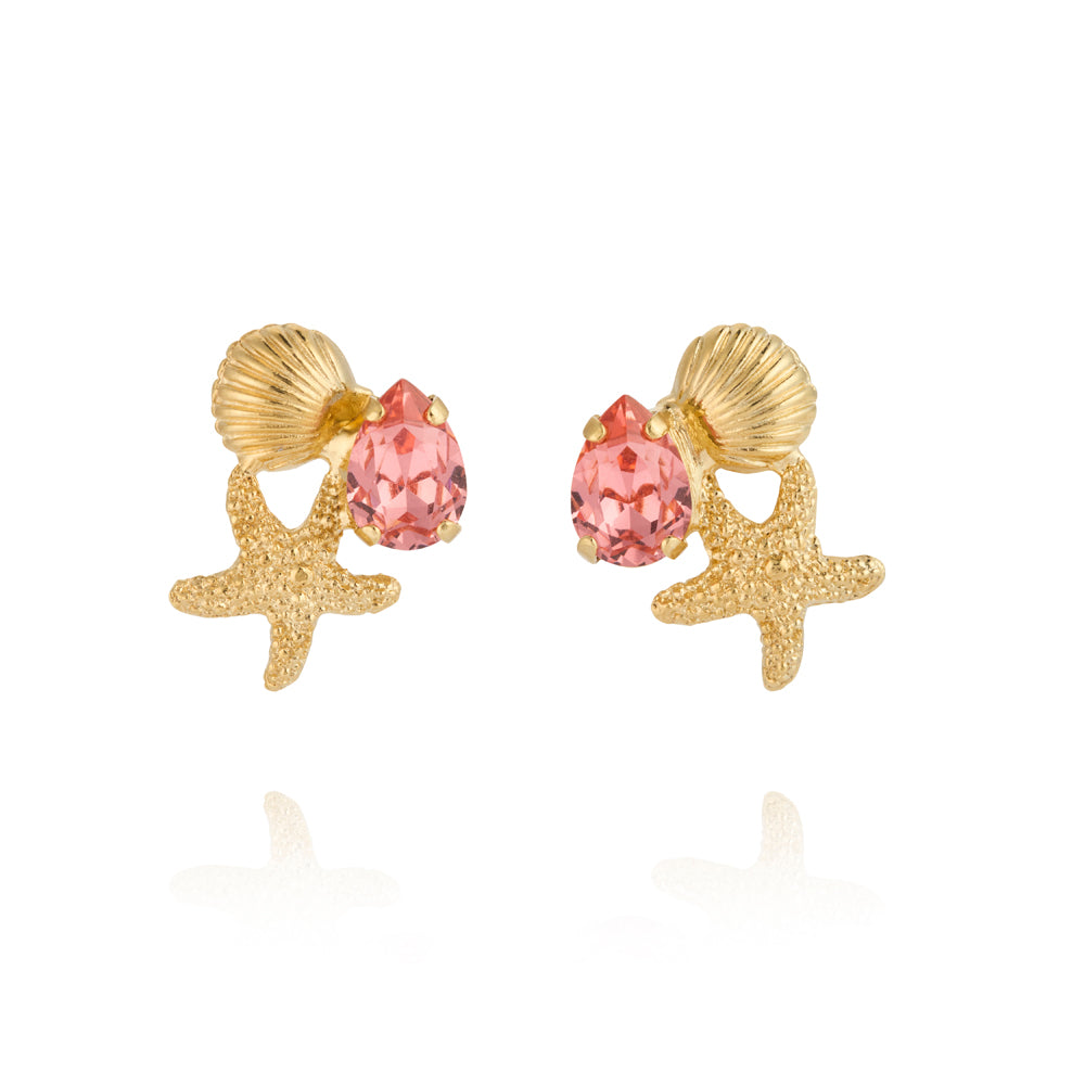 CS SEASCAPE EARRINGS / CRYSTAL GOLD ROSE PEACH