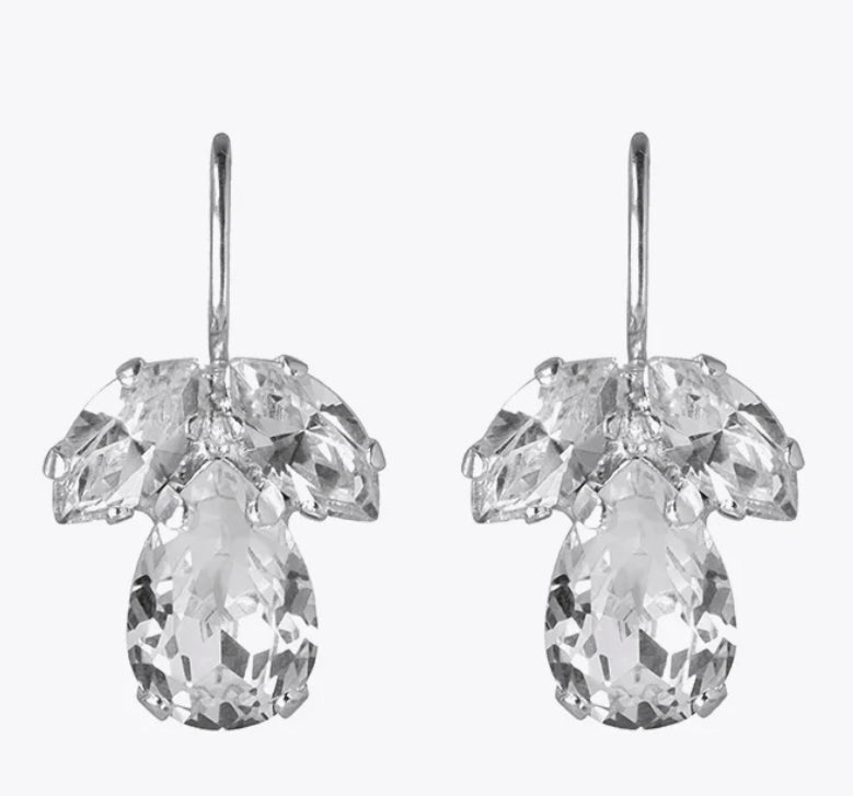 Petite Timo Earrings Rhodium Crystal