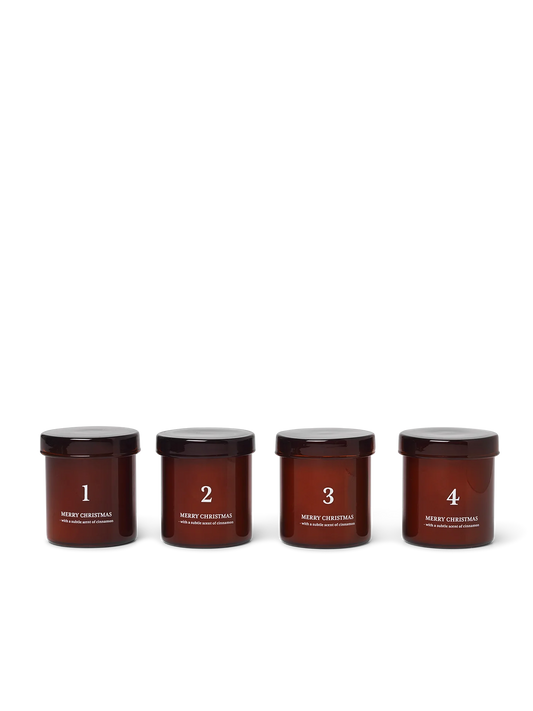 Scented Advent Candles - Set of 4 - Red Brown