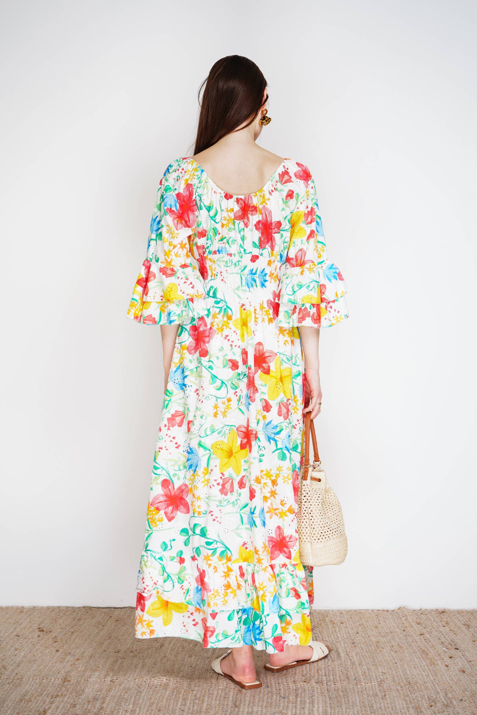 Meli Långklänning med broderi anglaise Summer combo