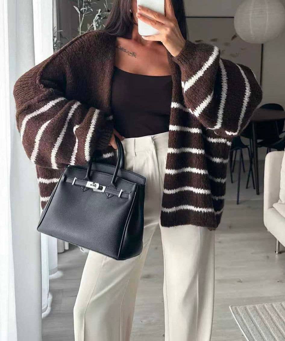 Randig Oversize tröja- Chocolat