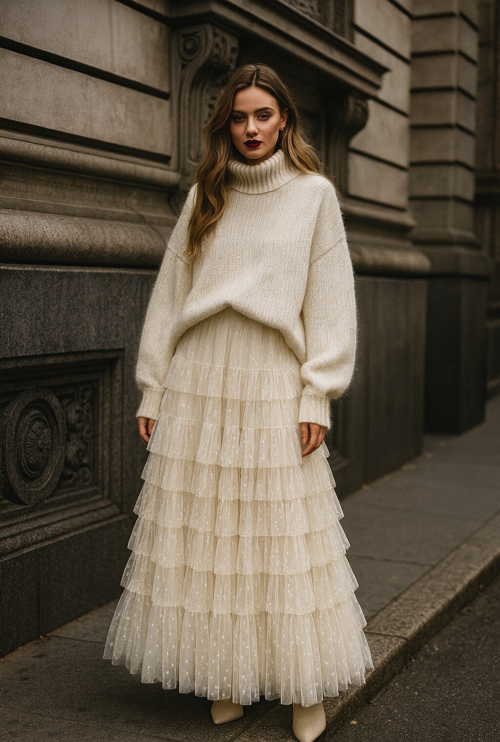 MOCHY Tyllkjol med vita små hjärtan