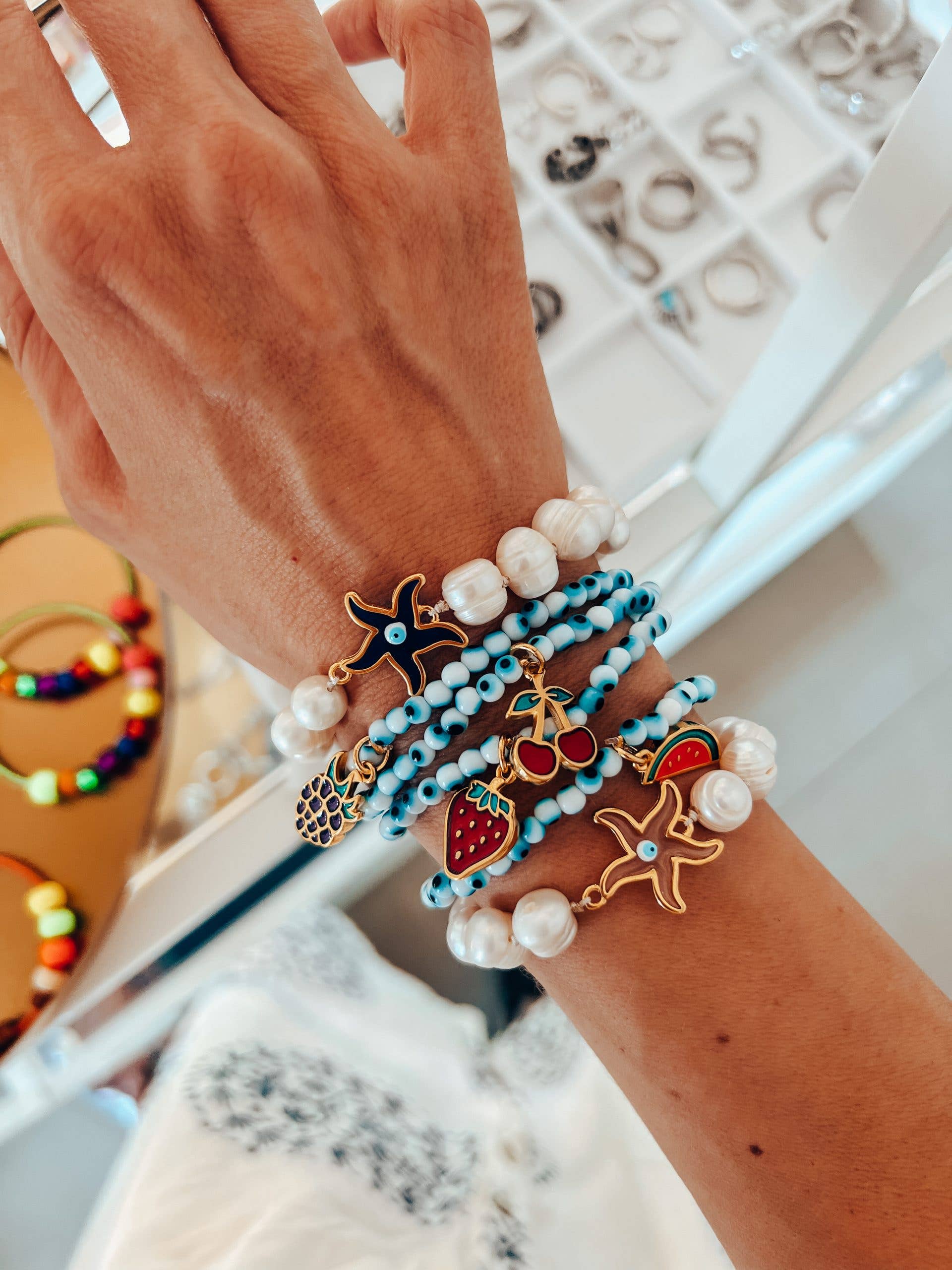 Tiny Evil Eye Frukt Armband Melon