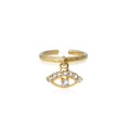 Load image into Gallery viewer, PETITE GREEK EYE RING GOLD CRYSTAL
