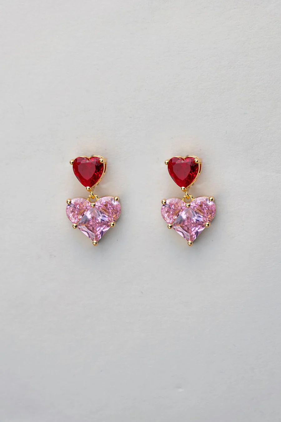 HEART EARRINGS PINK-RED