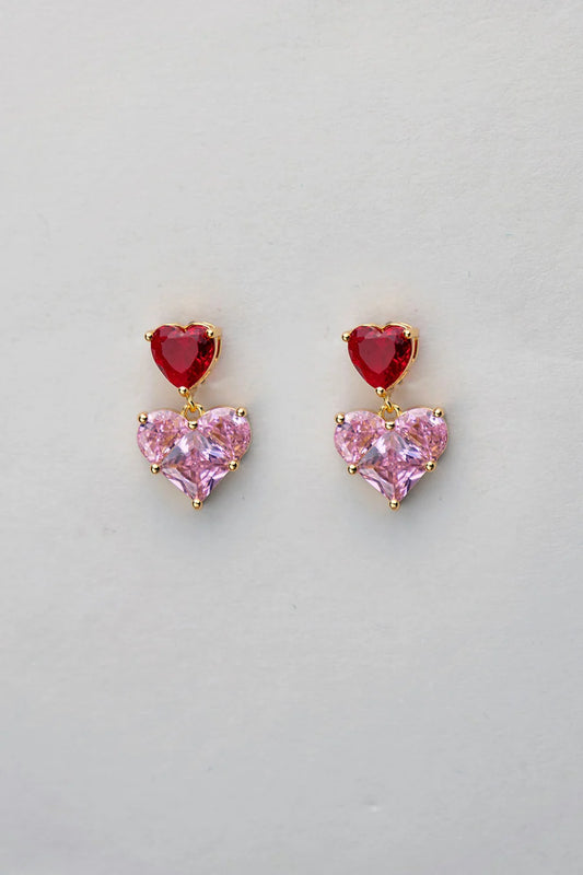 HEART EARRINGS PINK-RED