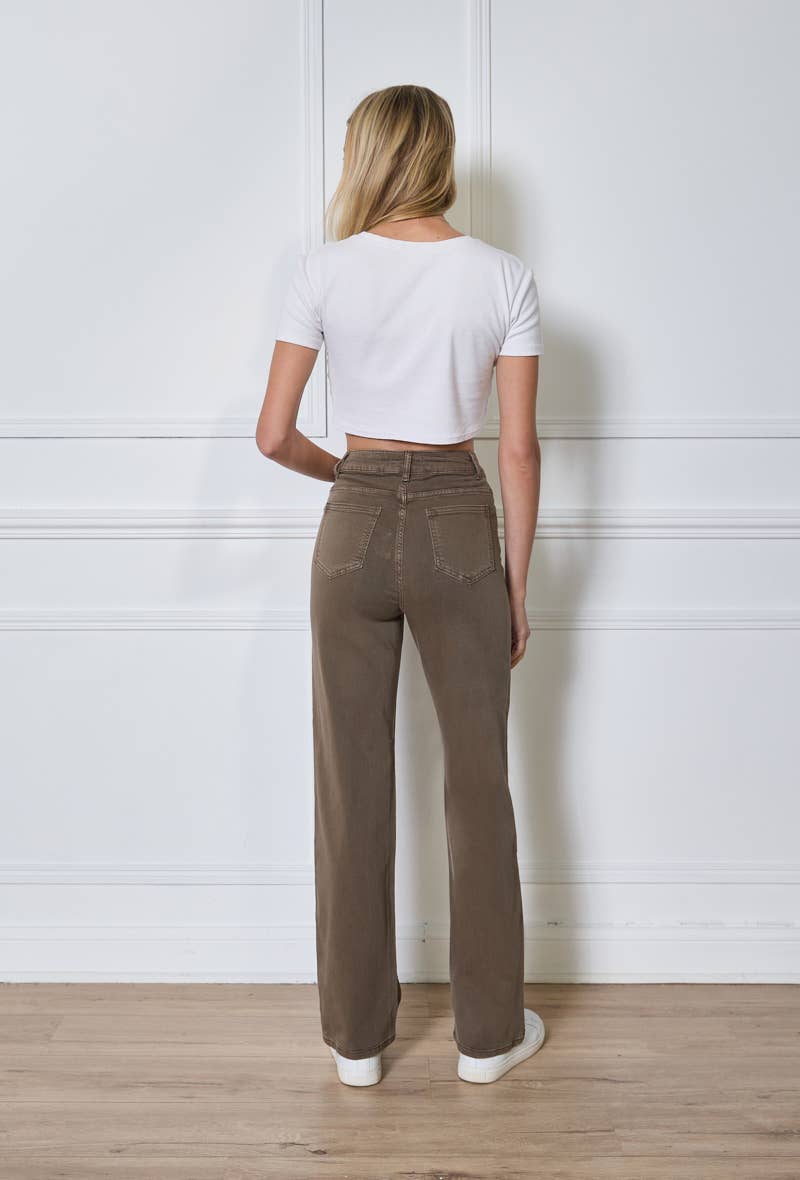 Molly jeans med hög midja & vida ben - Mullvad