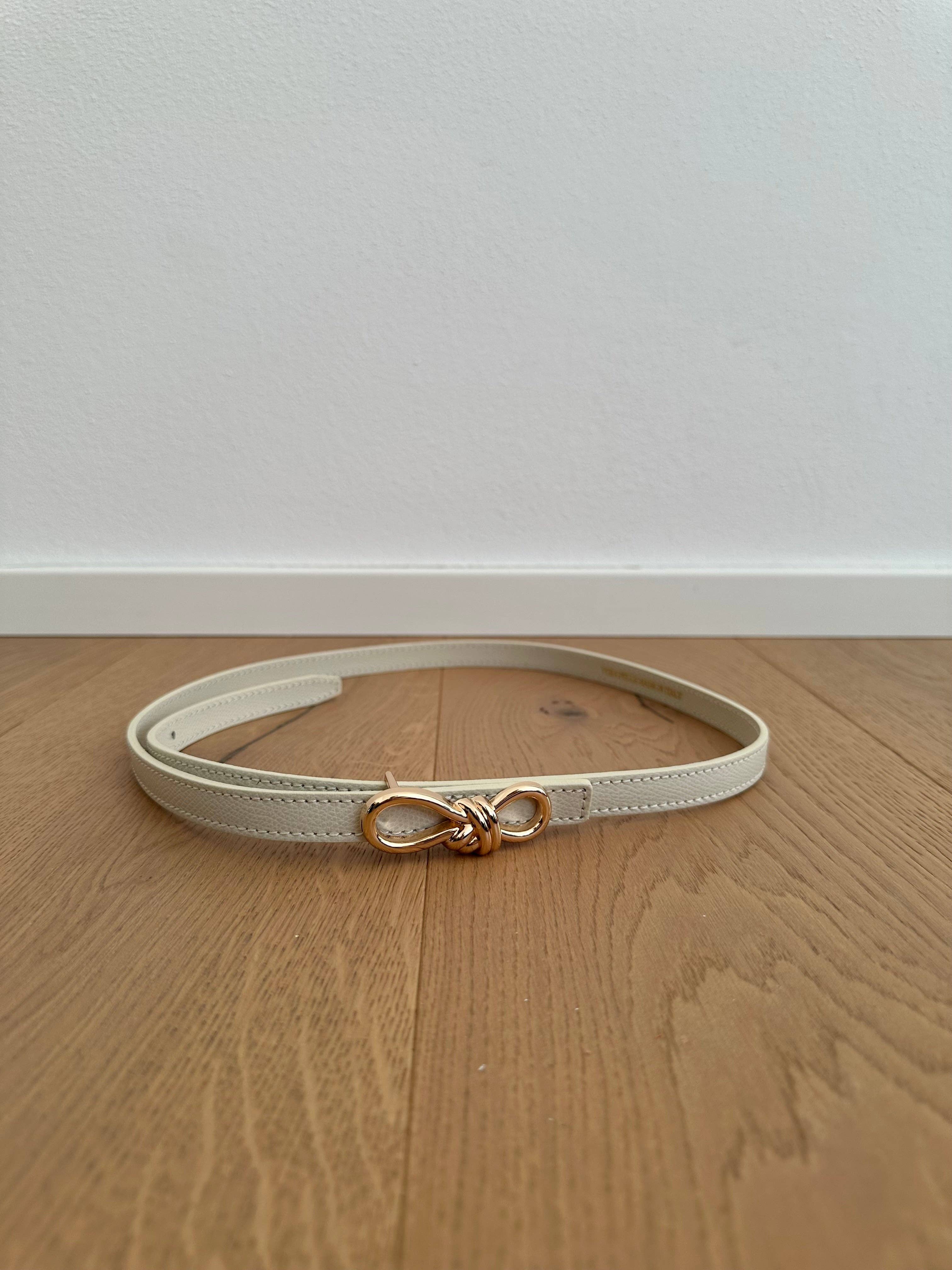 BÄLTE INFINITY - ÄKTA LÄDER: Beige