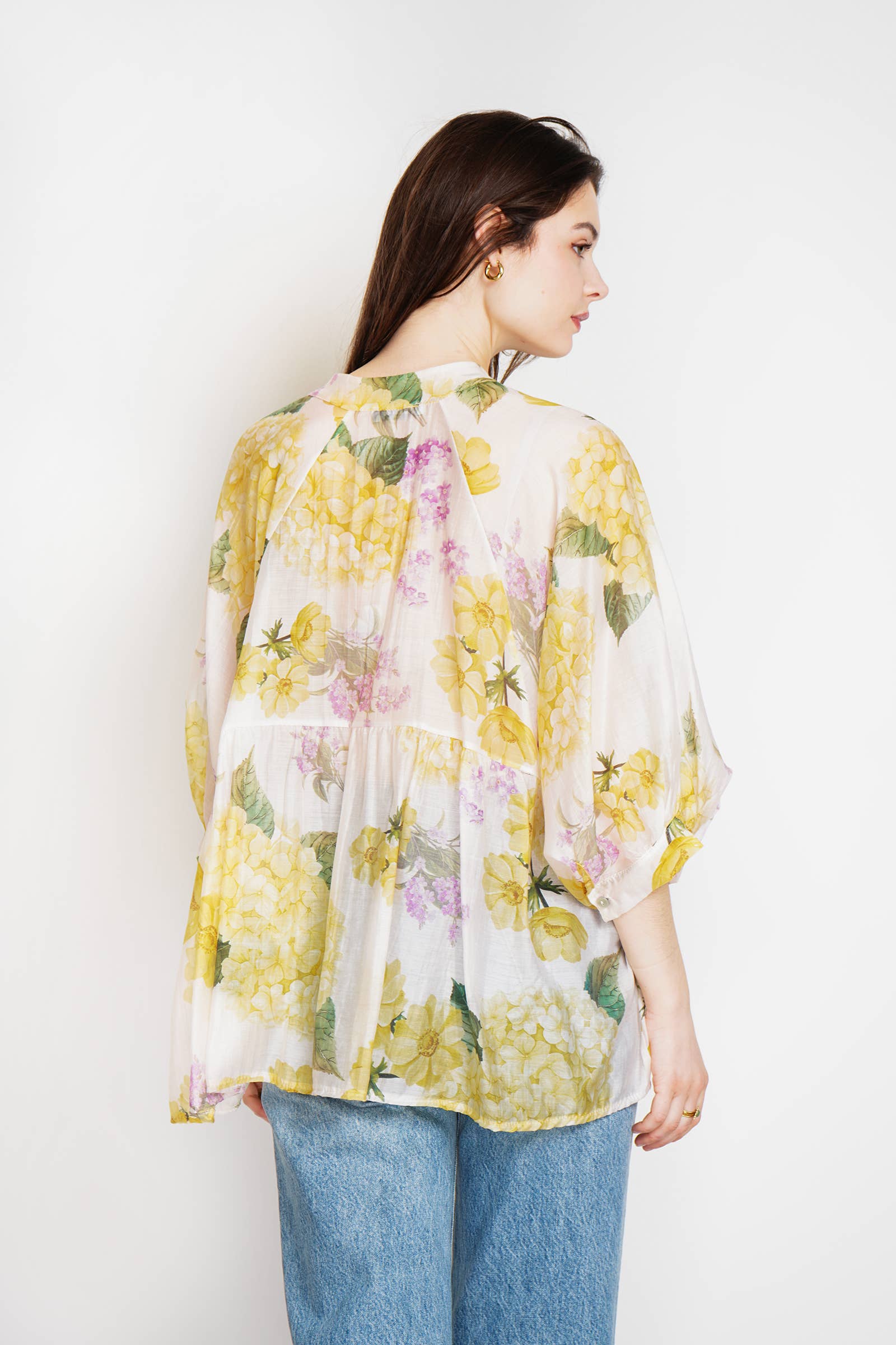 Felicia skjorta i tencel Soft Yellow & Lavande