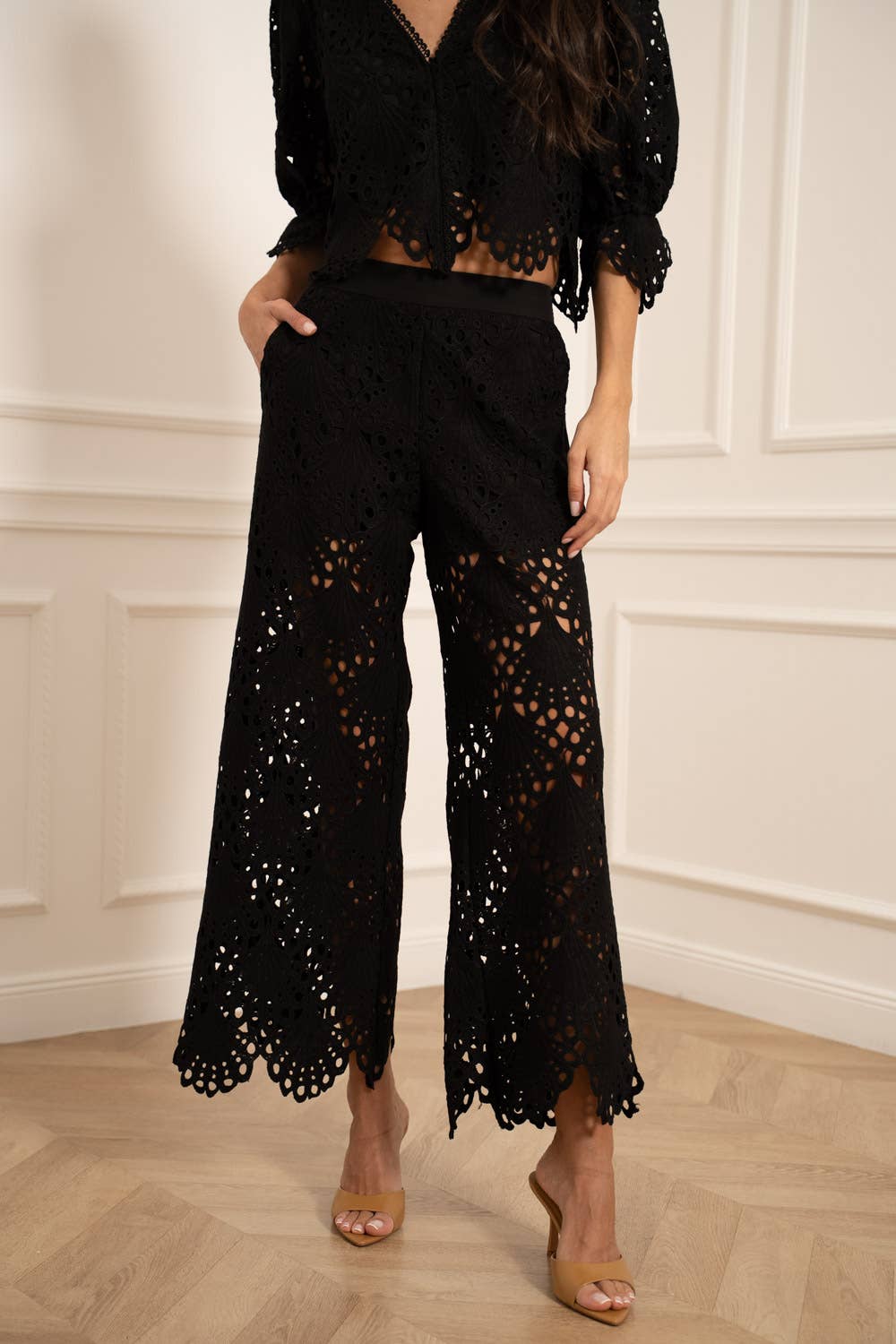 Guipure spetsbyxor Svart