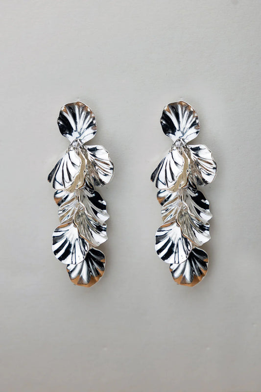 SHELL LEAF EARRINGS SILVER