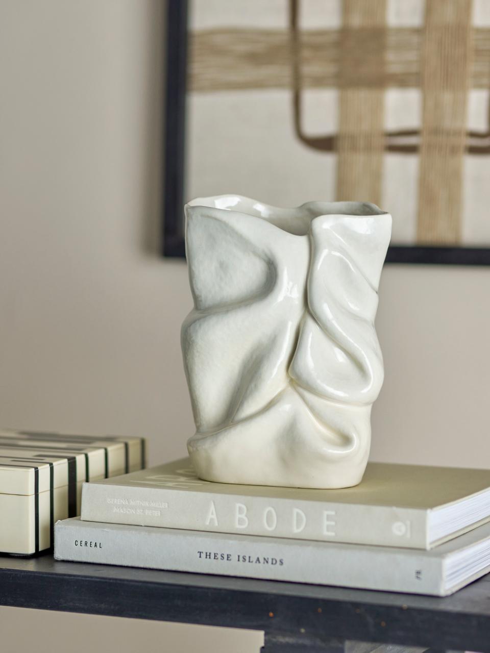 Fabric Vase, White, Stoneware