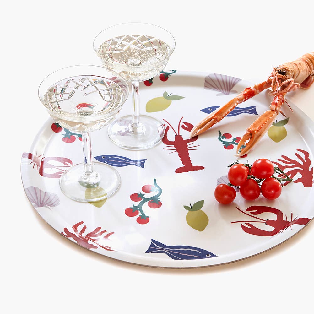 "Seaside Lunch" Rund Serveringsbricka - 38 cm