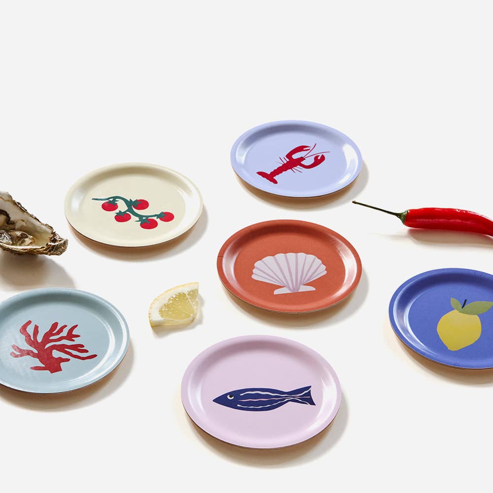"Seaside Lunch" Set med 6 Glasunderlägg - 11 cm