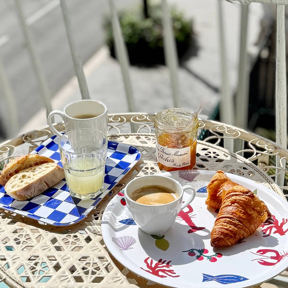 'Seaside Lunch' Rund Serveringsbricka - 31 cm