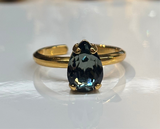 Petite drop ring gold black Diamond